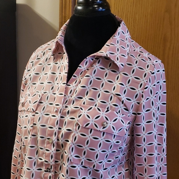 Adrienne vittadini light pink pattern button up - Picture 1 of 7